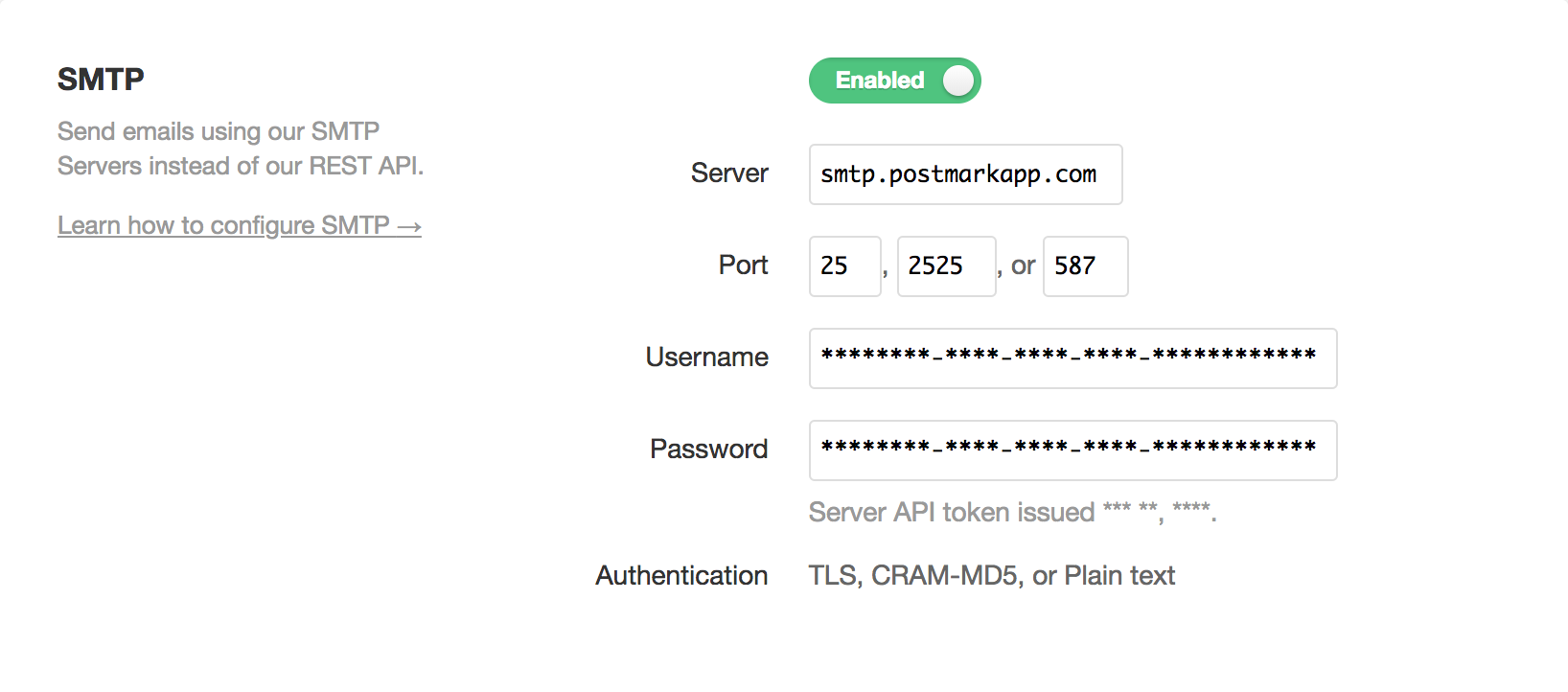 SMTP credentials